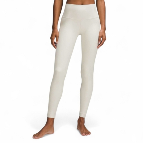 ✨️NWT✨️ Lululemon Align HR Rib Pant 28" Shine, Ivory/Bone, Size 6 - Picture 1 of 9